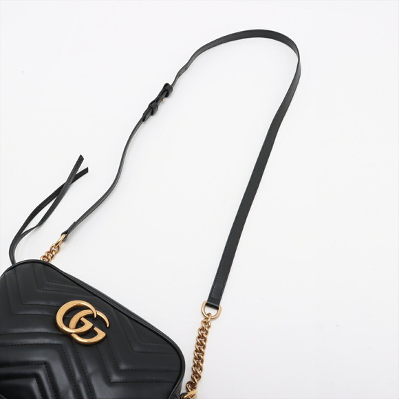 Gucci GG Marmont Leather Chain Shoulder Bag Black - Picture 5 of 8